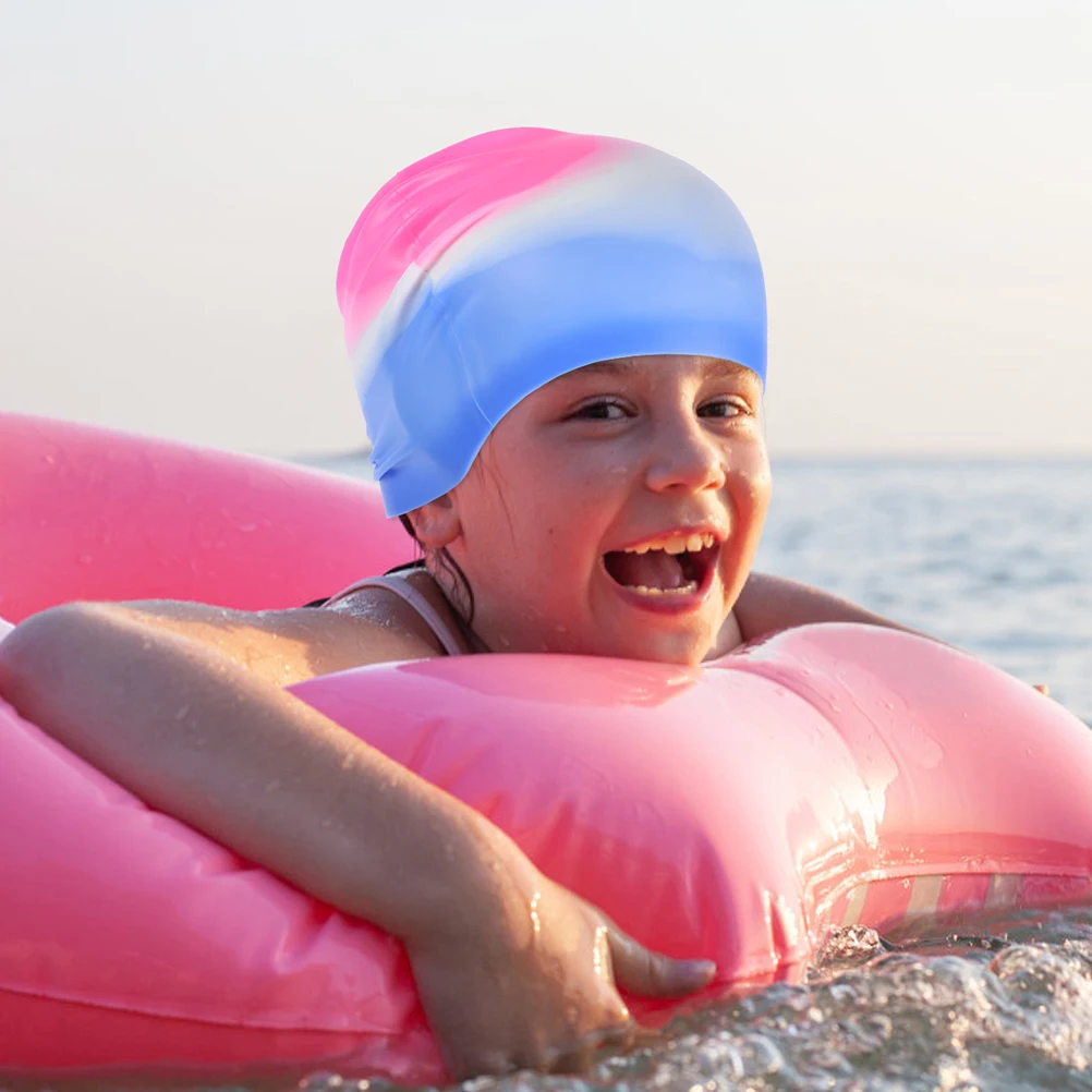 

2 Pcs Swim Cap for Children Women Long Hair Silicone Elastic Comfortable Waterproof Bathing Spa Swimsuit Accessories