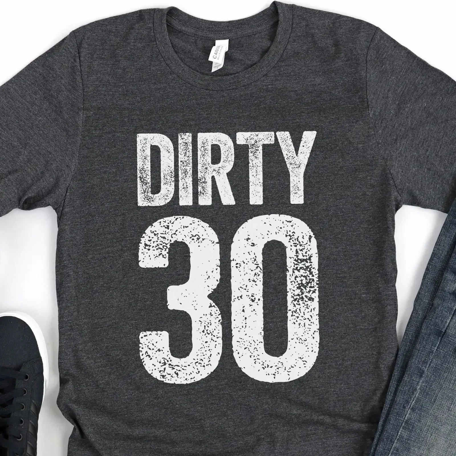 Dirty 30 T Shirt Funny 30th Birthday Thirty Vintage Distressed for  vintage Washed streetwear Unisex fashion Comfortable Casual