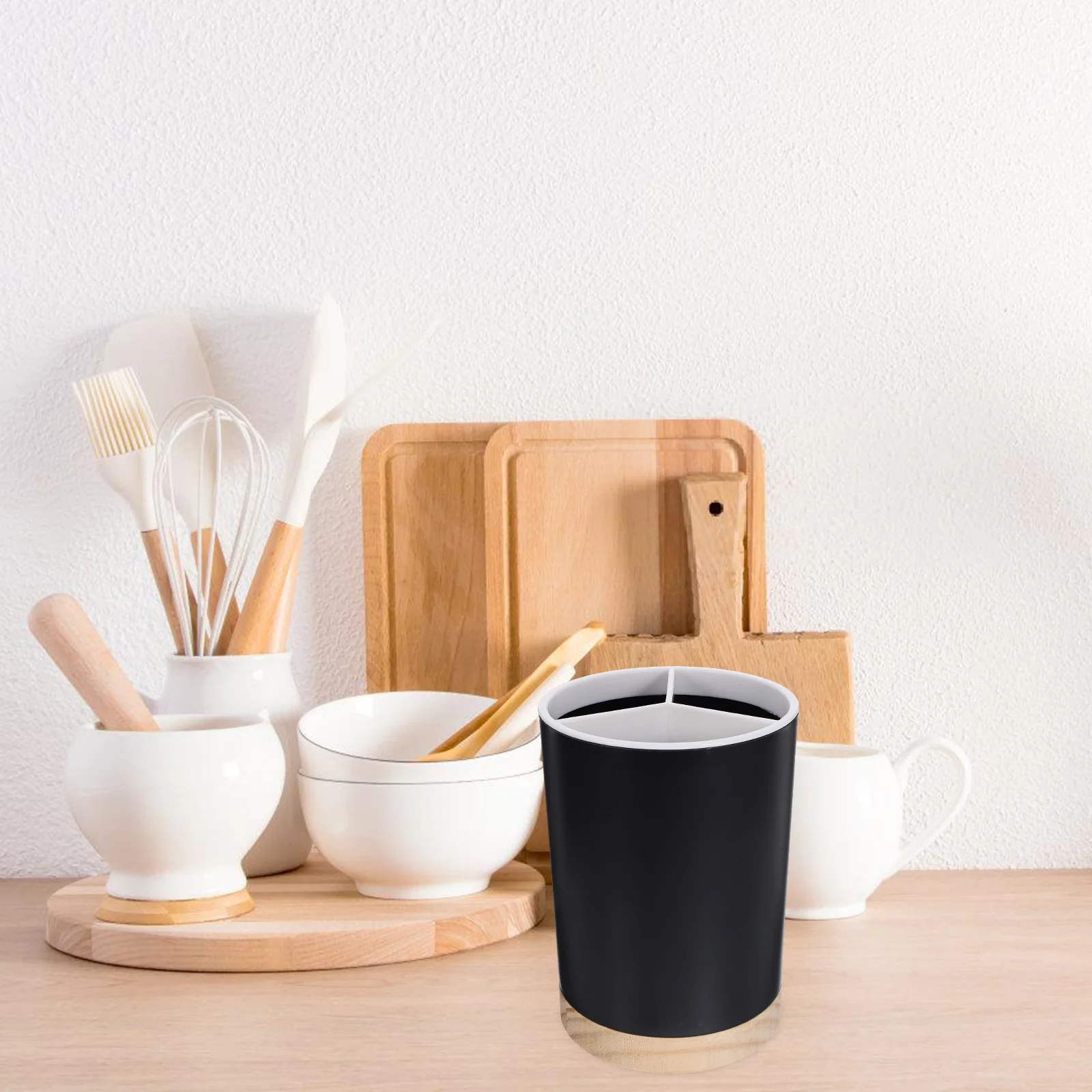 

Chopstick Holder 3-Compartment Kitchen Utensil Pot Draining Silverware Organizer Cutlery Jar Tableware Storage Countertop Tool