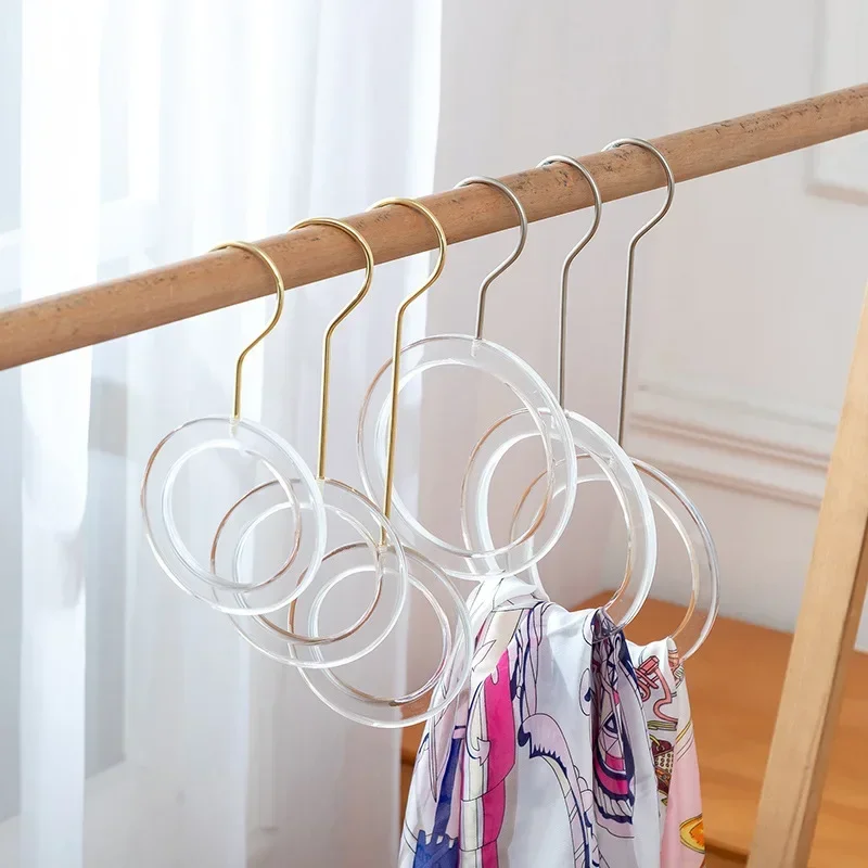 

Transparent Acrylic Scarf Hanger Clothing Store Display Hang Rack Ties Belt Organize Circle Storage Holder Cloth Hanger for Home