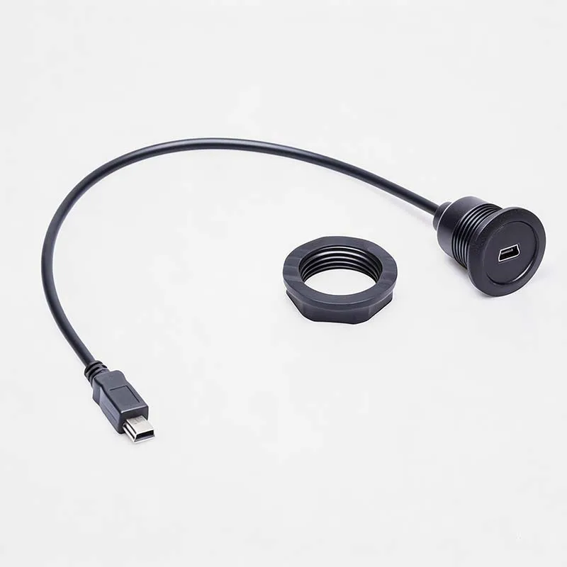 modulo-usb-mini-b-circular-—-recorte-de-painel-de-22mm-soquete-pass-through-cabo-de-extensao-de-dados-usb