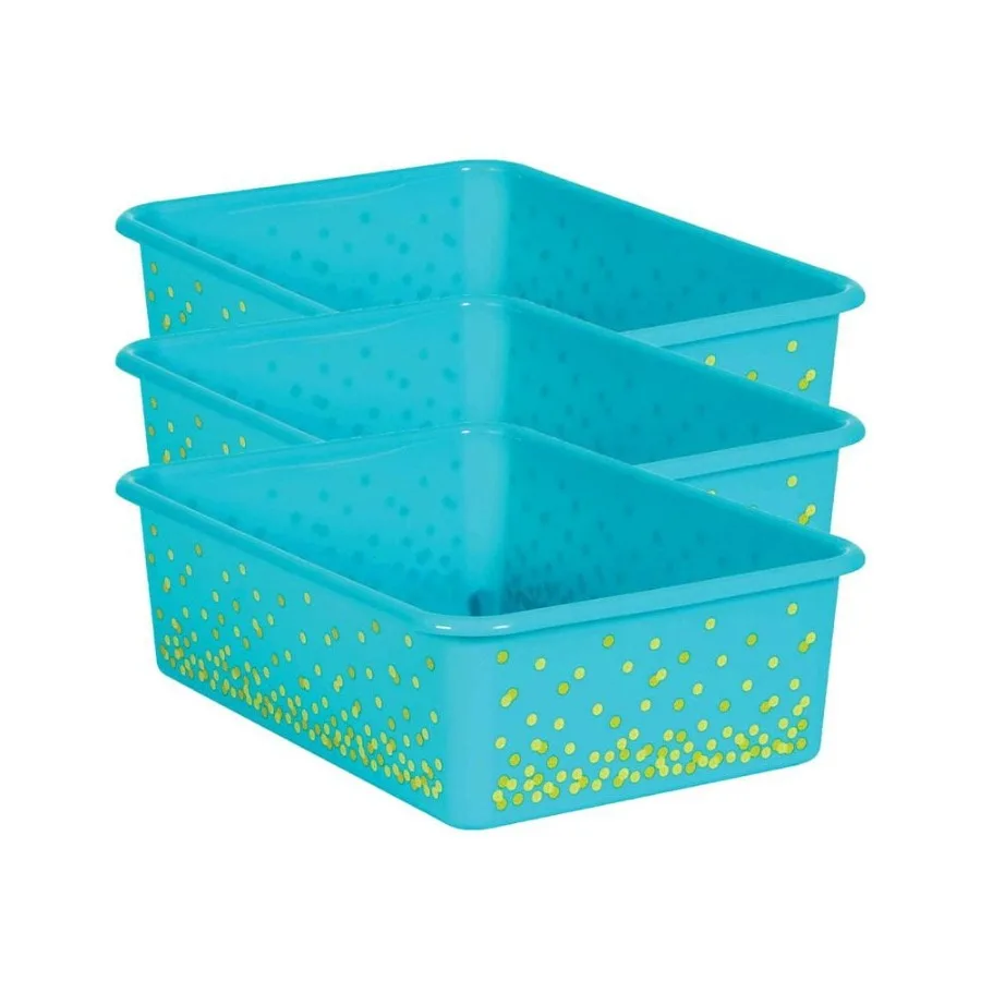 

Teal Confetti Large Plastic Storage Bin, Pack of 3
