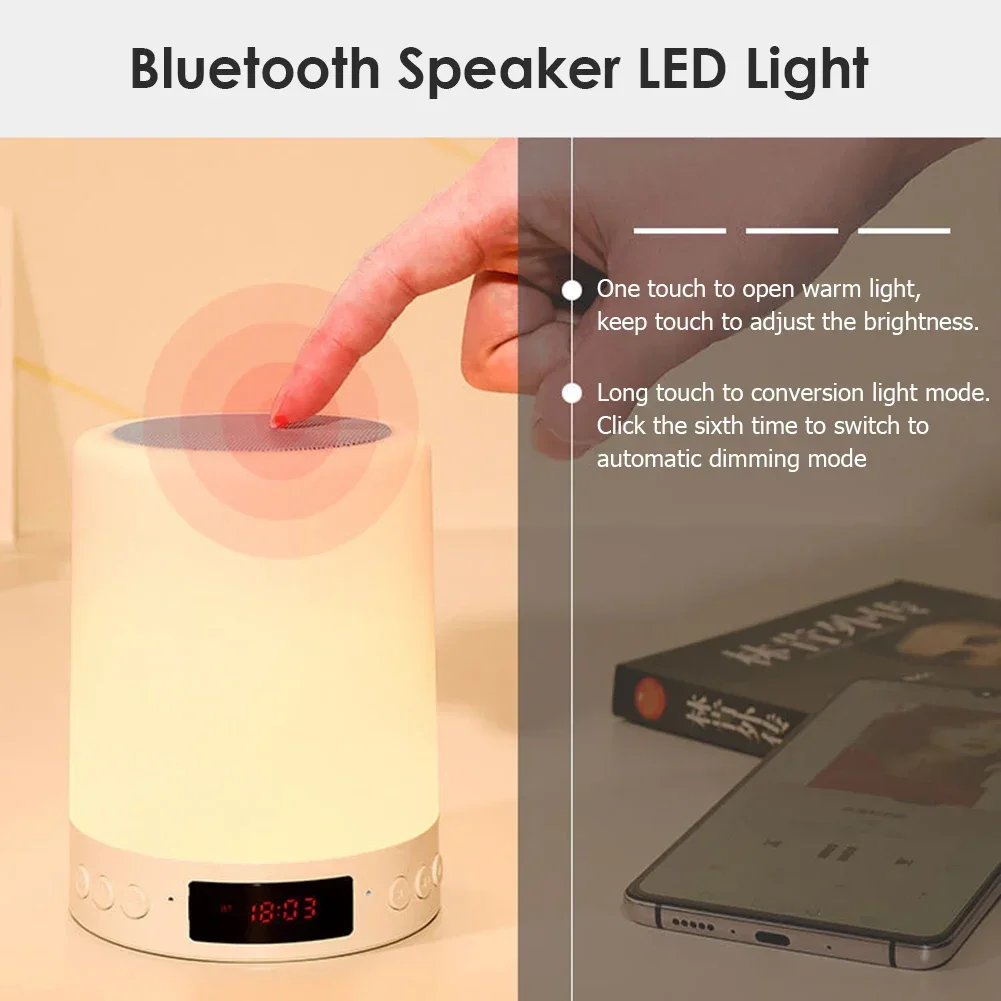 Bluetooth speaker portable wireless speaker, LED night light player, RGB touch light, color desk lamp, free shipping for bedroom