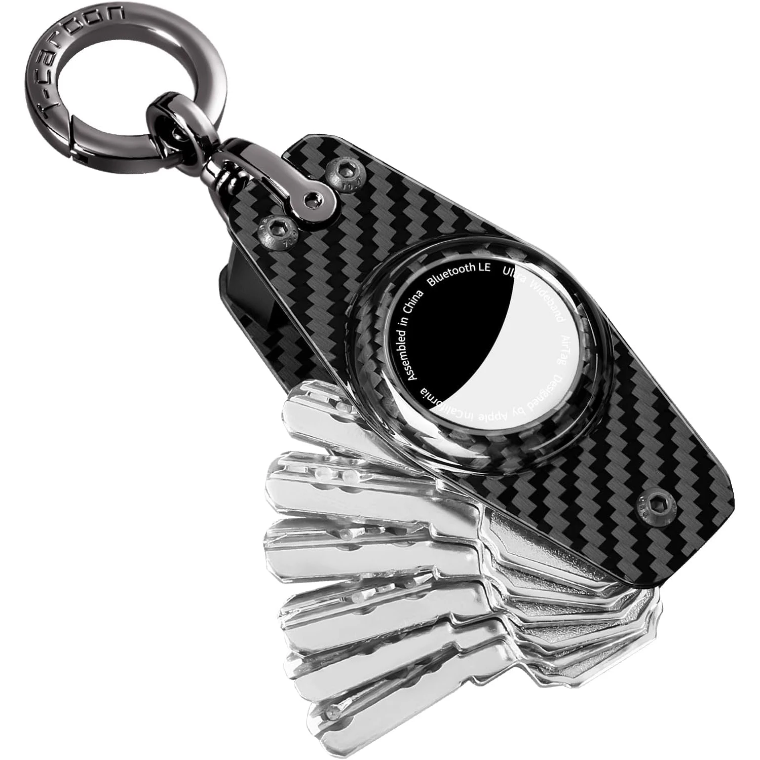 

Carbon Fiber Keychain Key Organizer Compatible with Air-Tag Compact Key Holder for Keychain Case Keychain Holder Pocket