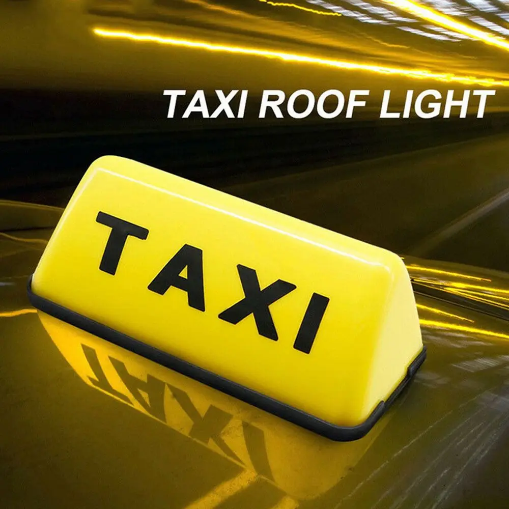 New Universal Yellow Base Adhesive Car Sign Lamp 12V Cab Roof Top Topper Taxi Sign