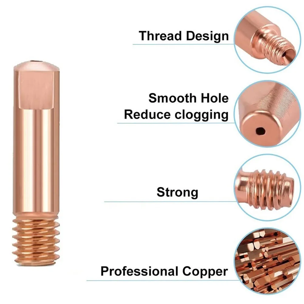 Comprehensive 48Pcs Flux Core Gasless Nozzle Tips Set for Welding Machines Features 4 Nozzles and 40 Contact Tips