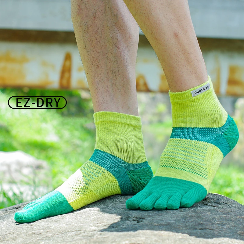 1 Pairs Men's Sports Split Toe Socks Spring Sweat-absorbent Breathable Outdoor Marathon Running Socks Hiking Socks