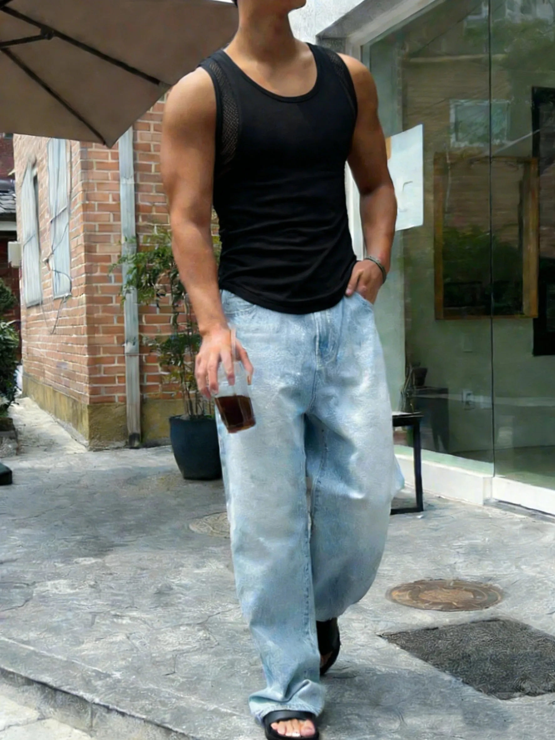 Ärmelloses Herren-Tanktop im High-Street-Stil, locker sitzend, modisch, atmungsaktiv, bequem, leicht, sportlich, lässig, für den Sommer