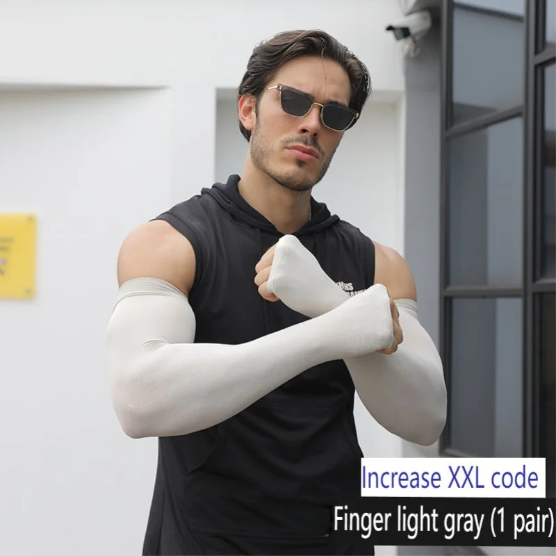Musion Plus Size Sun Protection Arm Sleeves Extended and Widened XXL Fat Man UPF50+ Hand Sock for Riding and Running For Unisex