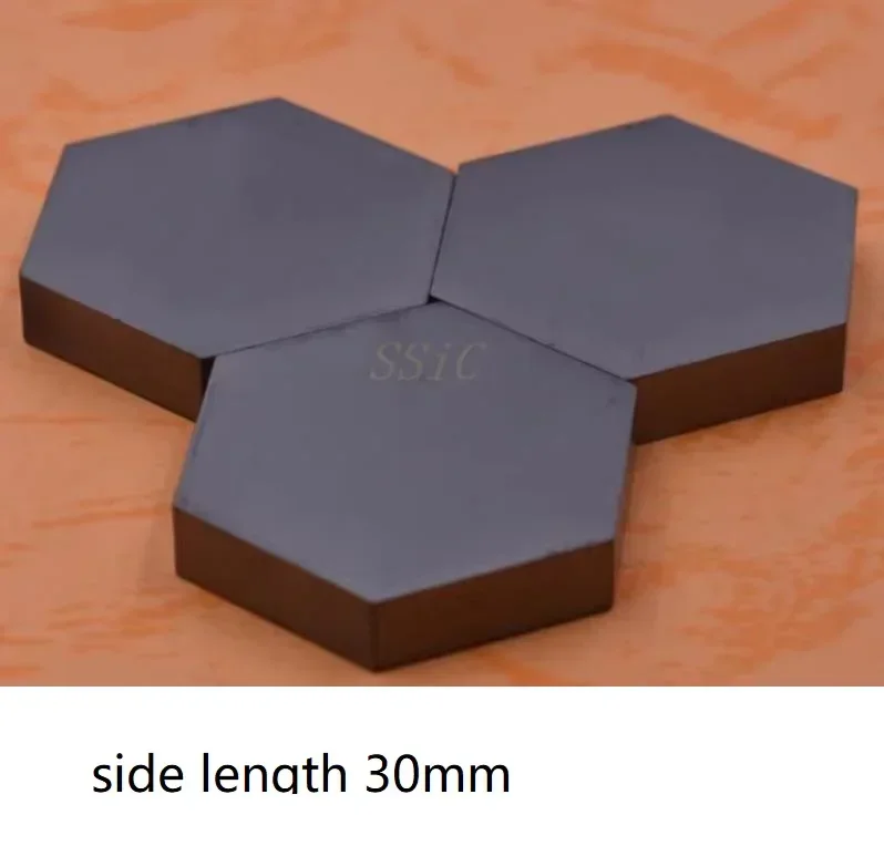 Side Length 30mm Ordinary Pressure Sintering Hexagon Carborundum Sheet Silicon Carbide Plate Nicalon Sexangle Sic Panel