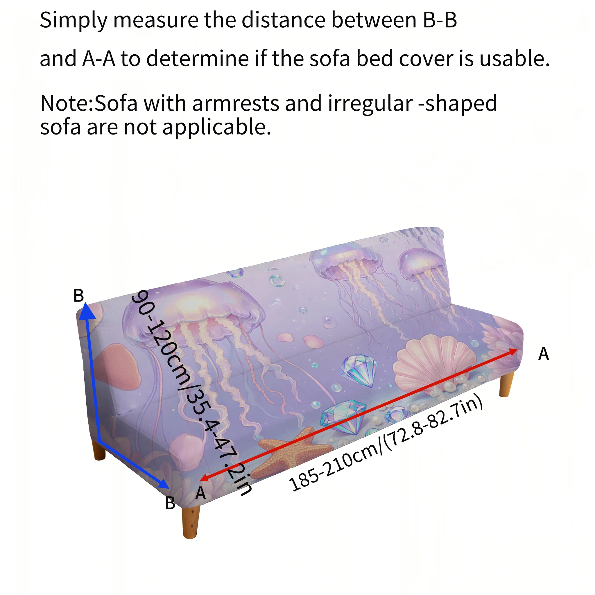 Dream purple jellyfish sofa bed cover, non-slip and scratch-proof furniture protective cover, all-inclusive elastic dust cover