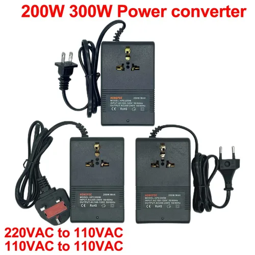 Imagen 1 del producto Convertidor de voltaje de 200W y 300W, transformador de 220V a 110V, convertidor de voltaje reductor, adaptador de viaje de 110VAC a 220VAC