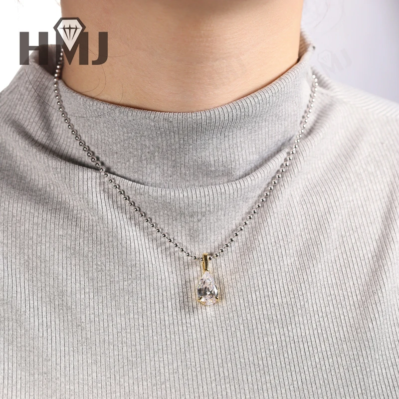 Gargantilla con colgante de gota de agua, collar de moissanita de plata 925 con forma de pera, cadena apilable para fiesta, boda, accesorios de lujo, moda