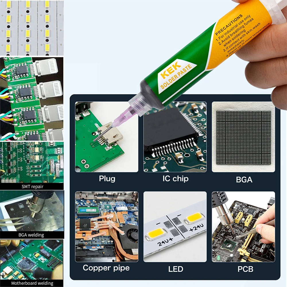 

KEK Original Needle Tube Solder Paste Low Temperature, Medium Temperature, High Temperature, Various Melting Points, BGA Chip,