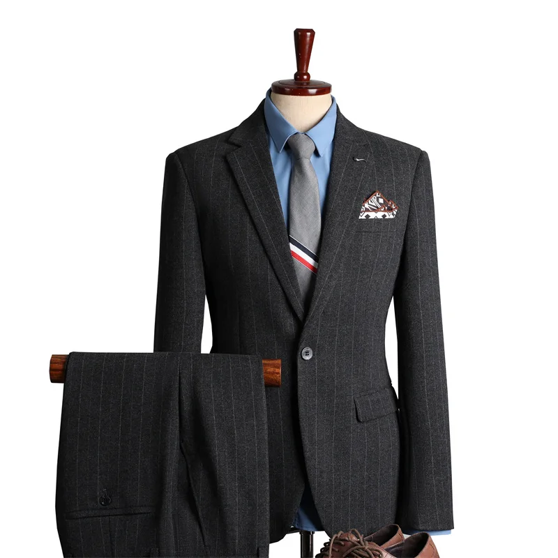 (94) Winter Thick Suit for Men Korean Style Wedding Groomsmen Suit Casual Business Formal Suit