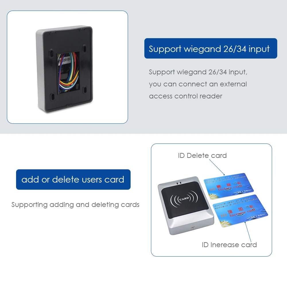 Wasserdicht RFID Alone Tür Access Control Reader Zwei Mutter Karte Unterstützung Externe Wiegand Reader Zugang Controler 2000 Benutzer