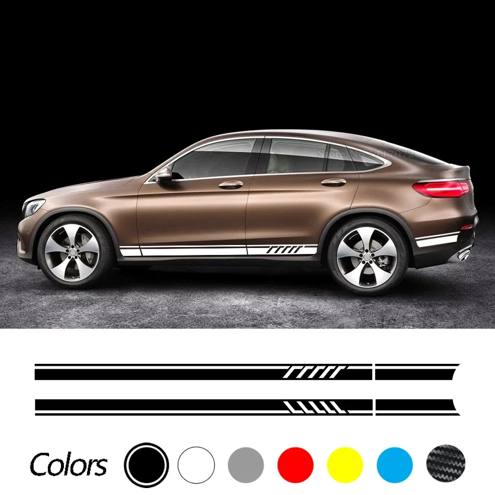 Car Side Skirt Door Stickers Decals for Mercedes Benz A B C E G S R X V CLA  CLk CLS SLK SLC EQC GLA GLC GLE GLS GLK VITO AMG GT