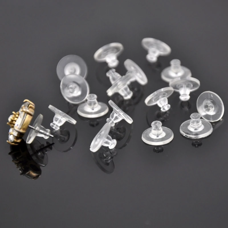 100pcs Silicone Ear Closures Comfortable Ear Studs Back Earrings Stoppers Practical Ear Rings Fasteners Accessories