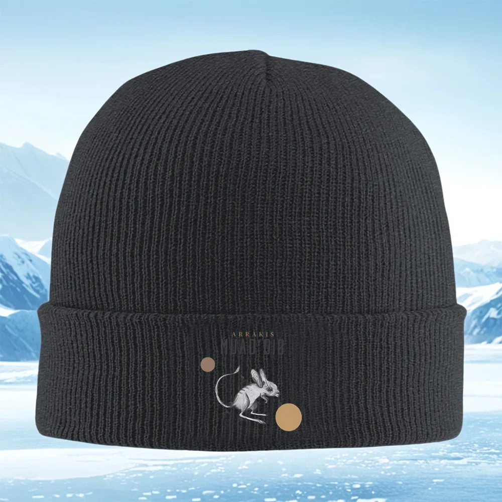 2026 Rabbit,Arrakis,Muad'Dib,black background design Men Women Unisex Knitted Hat Beanie Pullover Cap Winter Thermal Warm Christ