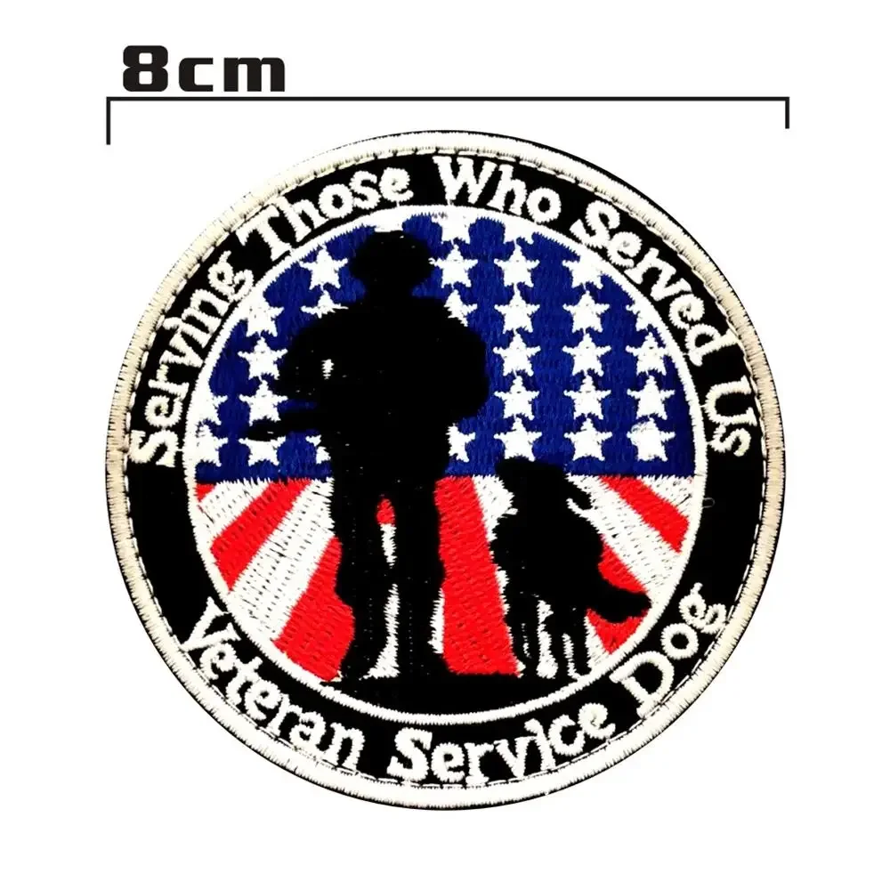 Veteran Service Dog Embroidered Patch Military Army Operator Dog Pack Bag with Hook Backing Tactical Patches