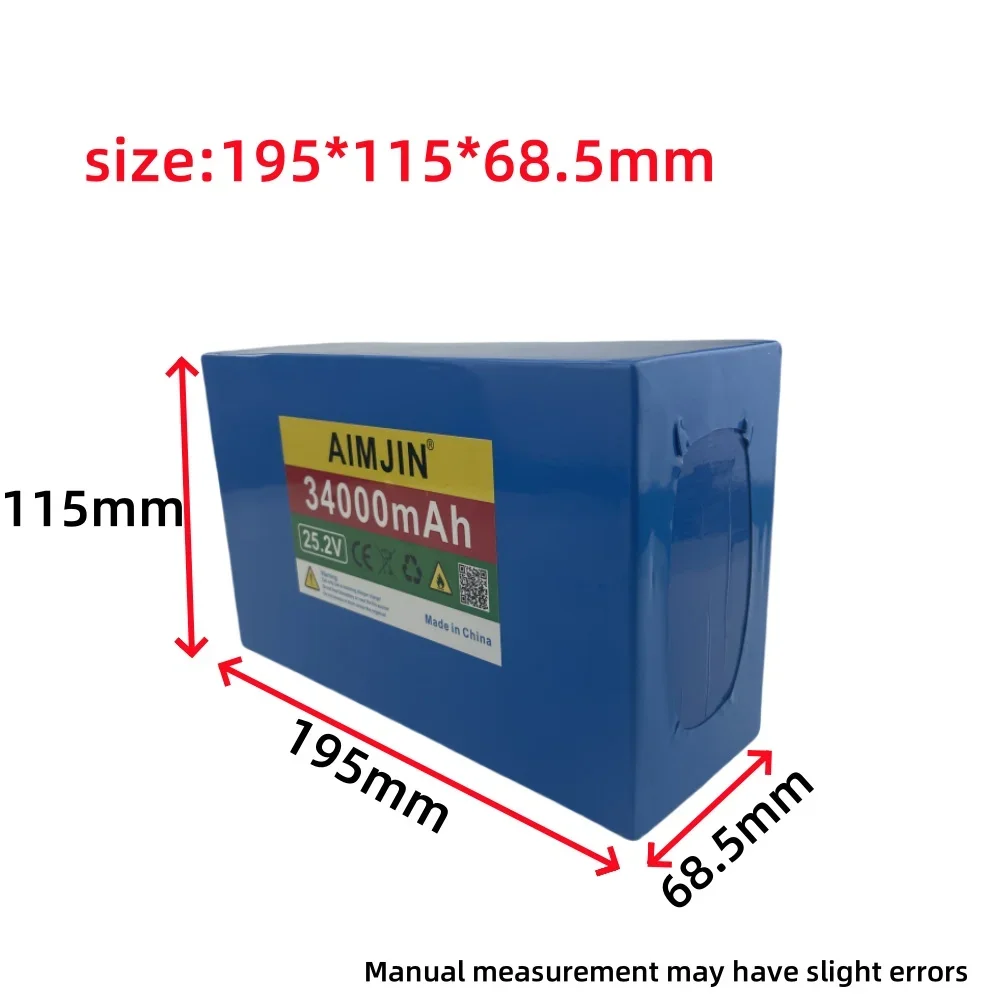 2024 Новый 25,2 в 34000 мАч 6S10P аккумулятор, 18650 перезаряжаемая батарея, подходит для велосипедов, скутеров, внешний источник питания