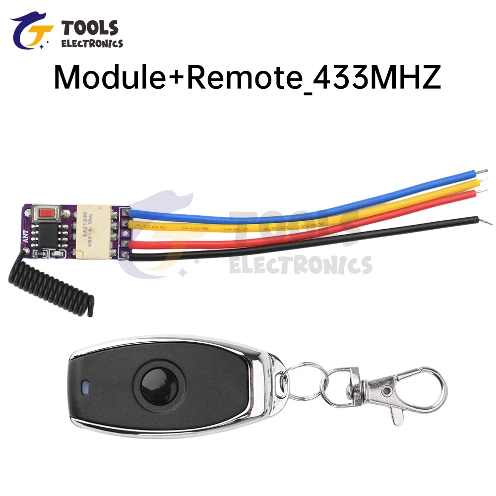 DC3.7-12V 433MHZ Ultra Micro Mini Jog Pulsante Relè di ripristino Modulo interruttore di telecomando senza fili Inching/interblocco/autobloccante
