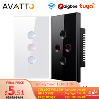 AVATTO Tuya WiFi/Zigbee 1/2/3/4 Gang Grooved Touch Button Smart Switch Light Switch Wireless Remote Support Alexa,Google Home