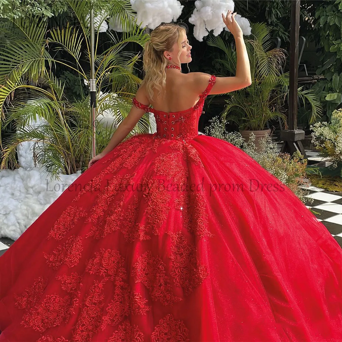 Vestidos De quinceañera rojos, vestido De baile dulce 16, hombros descubiertos, flores 3D, apliques sin mangas, corsé De XV Anos, 2024