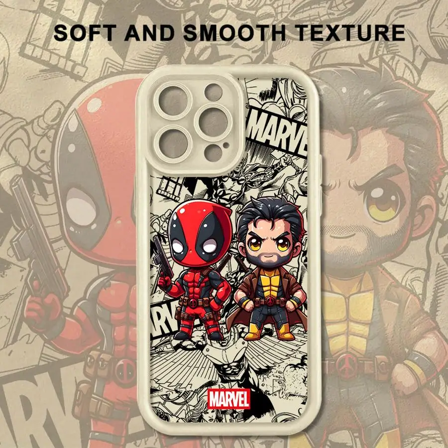 

Marvel Wolverine Deadpool Phone Case for iPhone 16e 12 15Pro 16 Pro Max 13Pro 14 15 Plus 11 13 14+ TPU Soft 16+