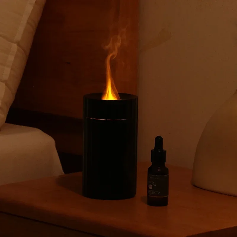 100Ml Vlam Aroma Diffuser Usb Elektrische 3d Vuur Lucht Auto Luchtbevochtiger Etherische Olie Ultrasoon Met Nachtlampje Voor Desktop