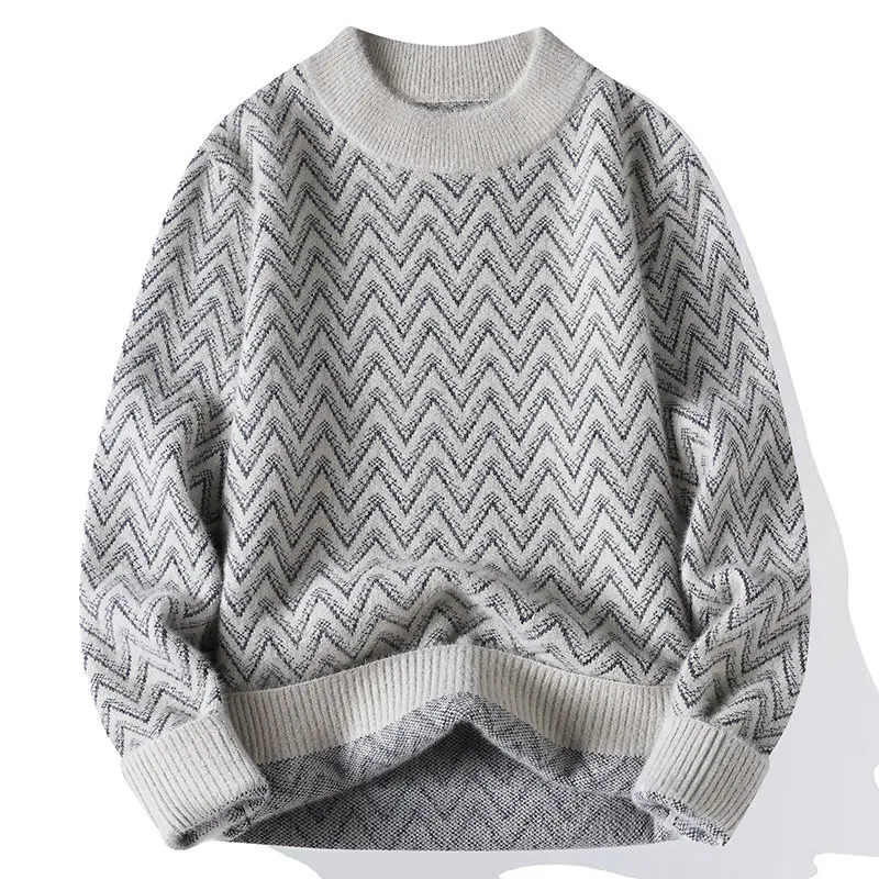 

Men's Knitted Sweater round Ne Thiened Inteated Fce Warm Casual Long Sve Polyester Fiber round Ne Knitwear