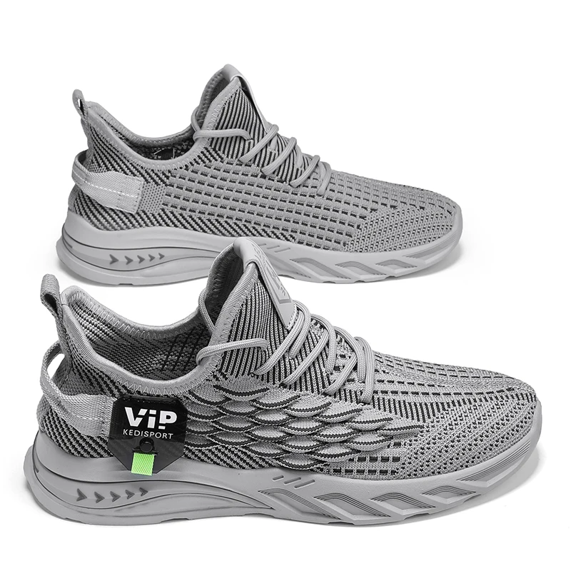 Men's Summer Running Shoes Breathable Mesh Upgraded Version Flat Knitting Style Casual Sports Sneakers Low Cut Slip-On SHOES