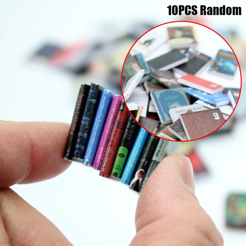 

10 шт. случайный кукольный домик, миниатюрные журналы, книги, романы, модель кукольного дома, декор сцены, аксессуары