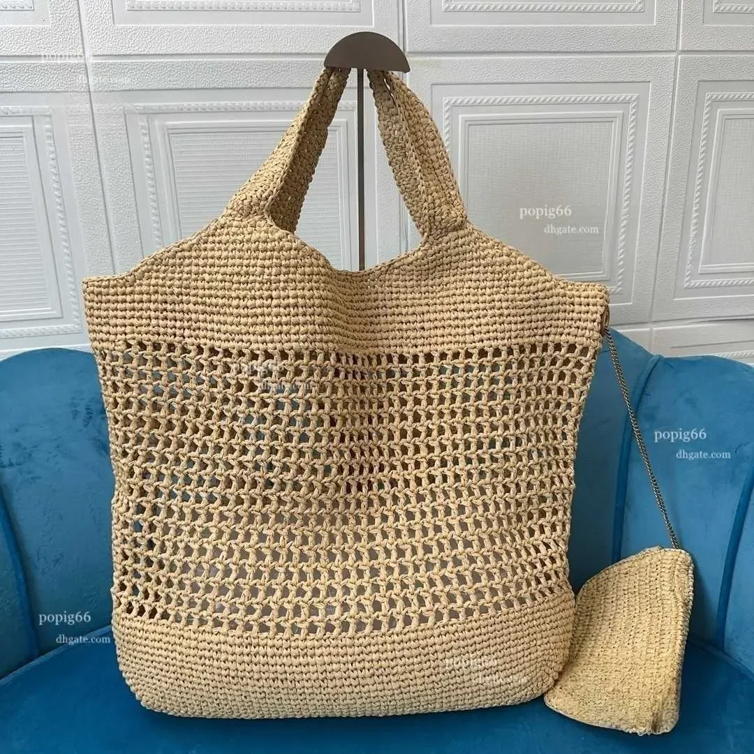 Bolso de mano de lujo para mujer Icare Maxi Tote, de diseño, para la noche, de rafia, bordado a mano, de paja, de alta calidad, para la playa, de gran capacidad.