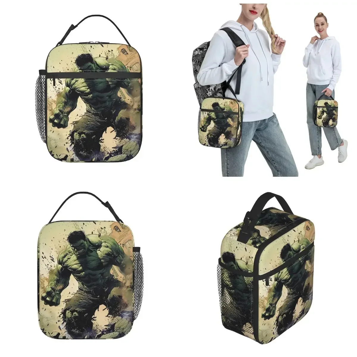 Hulk Fightting Insulated Lunch Bag Leakproof Meal Container Thermal Bag Tote Lunch Box College Picnic Food Handbags