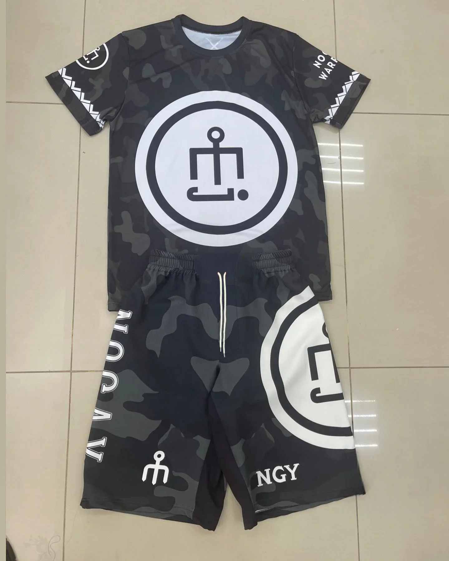 

Men's Summer MMA Fighter Boxing Sports Wear Set 2025 Fashionable Comfortable Short Sleeved Print T-shirt And Shorts Sports Suit