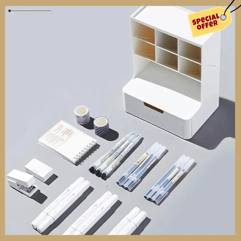 Multifunctional Pen Holder Storage Box Drawer Multi-Layer Dustproof Desktop Office Supplies Storage Box Pink Durable Easy To Use