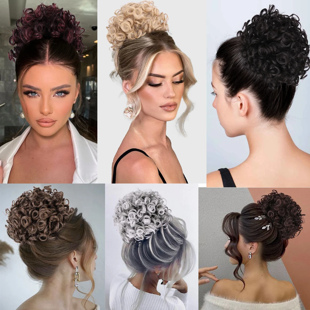 Women's Drawstring Curly Hair Bun Extension, Short Ponytail