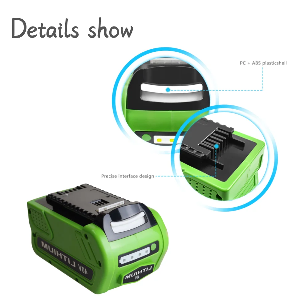 Replacement 40V 6.0/8.0/10.0Ah Li-ion Rechargeable Battery For GreEnworks 29462 29472 29282G-Max Gmax LawnmoWer Power Tools