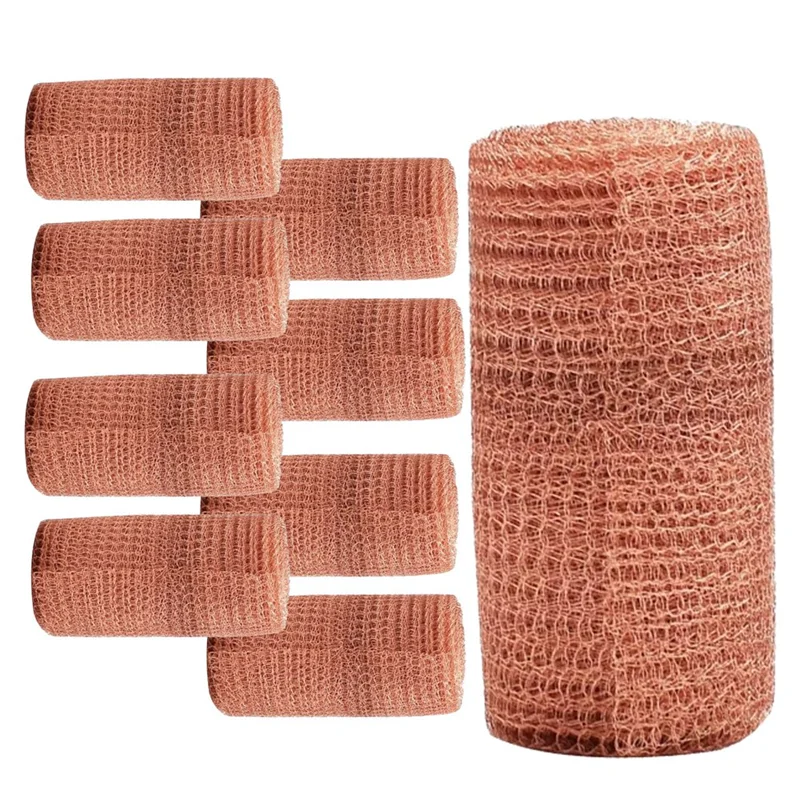ABNO-9Pcs 12.7Cmx3meter Copper Knitted Wire Mesh Rustproof Copper Mesh Roll For Rodent Copper Mesh For Garden House Ideal DIY
