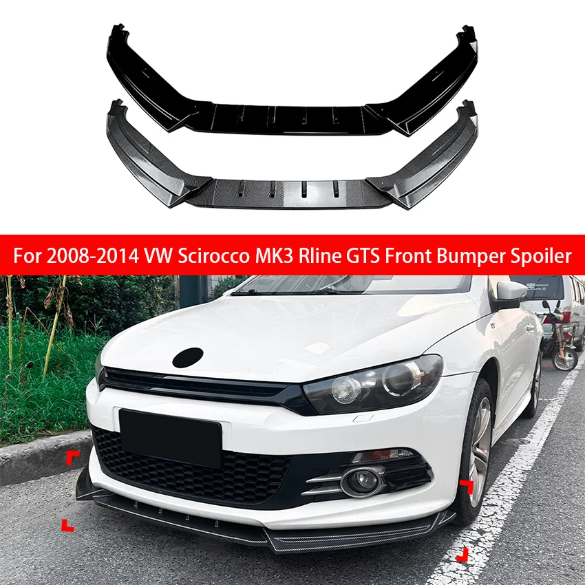 

For 2008 2009 2010 2011 2012 2013 2014 VW Scirocco MK3 Rline GTS Car Front Bumper Lip Spoiler Splitter Trim Accessories