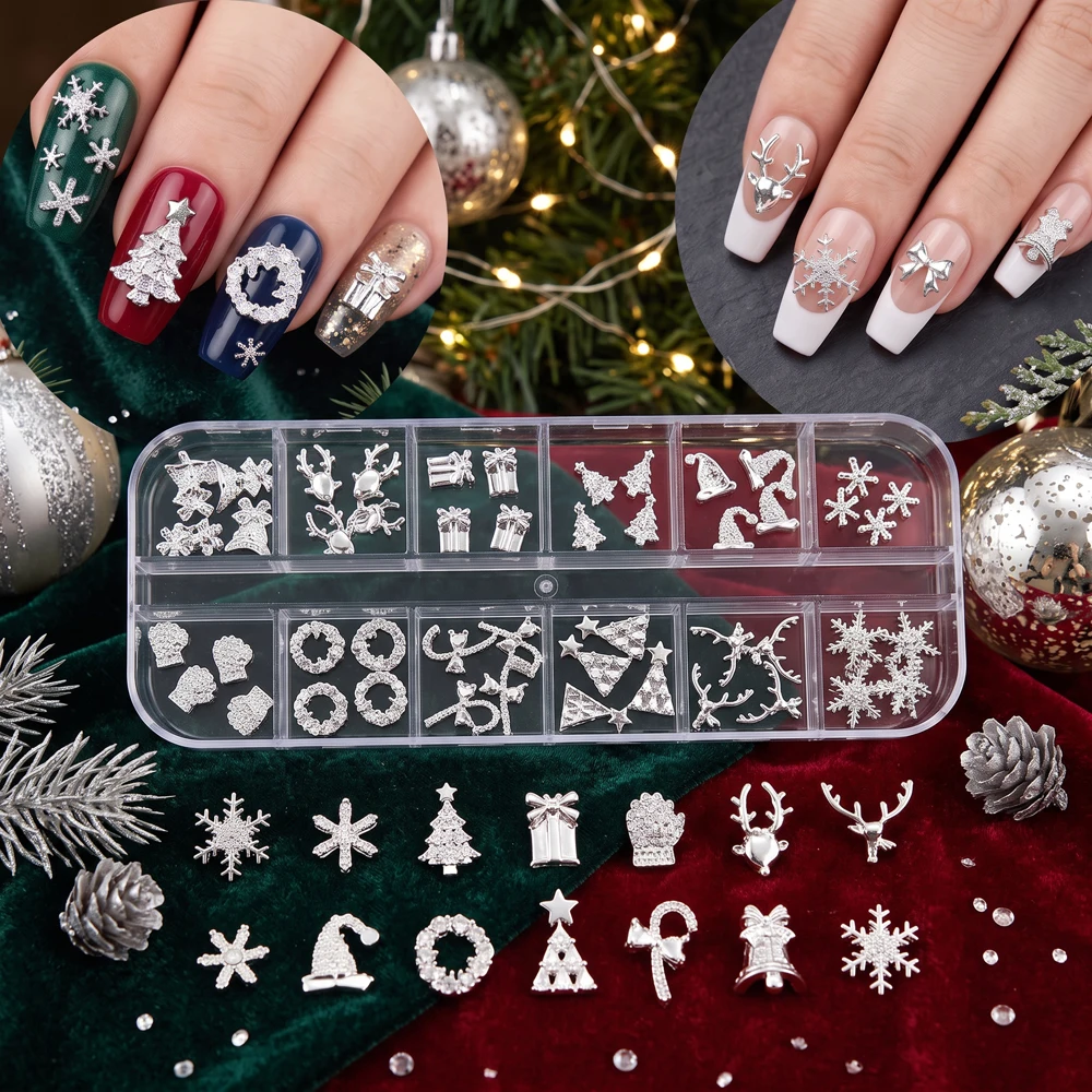 1 doos 3D kerstnageldecoraties - Nail Art Xmas Tree recensie en prijs