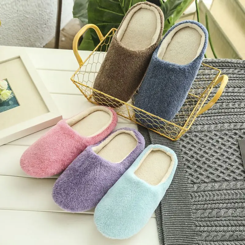 Cotton Slippers For Women\'s Autumn Winter Indoor Home Couples Fur Slippers With Thick Sole And Anti Slip Korea Style For Home