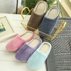 Cotton Slippers For Women's Autumn Winter Indoor Home Couples Fur Slippers With Thick Sole And Anti Slip Korea Style For Home