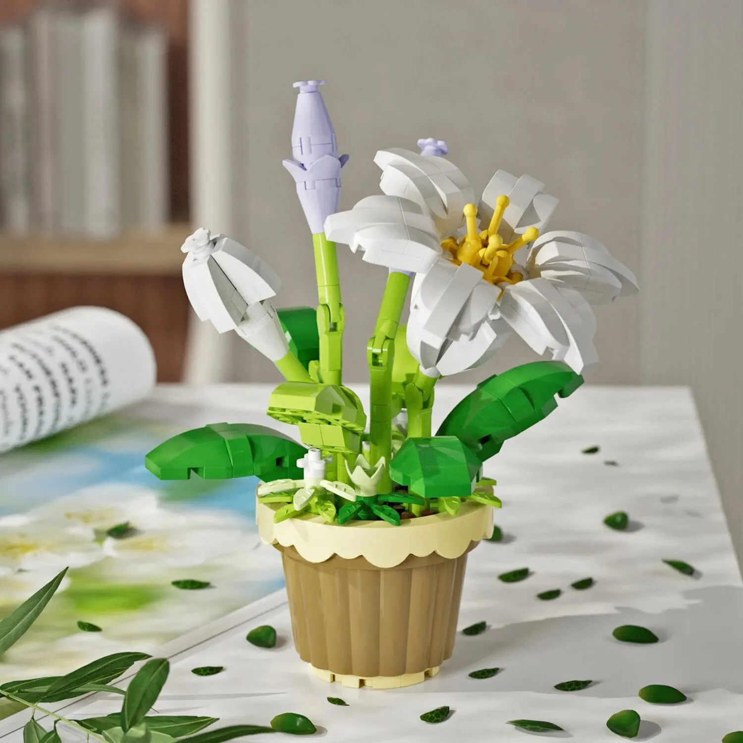 Potted Building Blocks Simulate Succulent Flower Bouquets, Creative Puzzle Block Toys, Eternal Flowers, Home Decoration