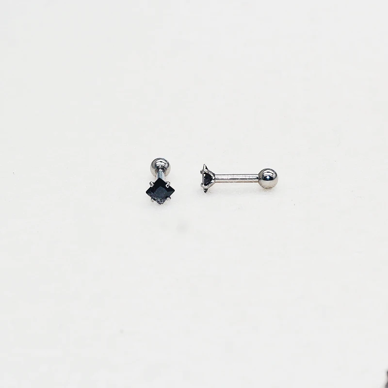 Hypoallergene Ohrstecker aus Edelstahl mit kubischen AAA-Zirkonia-Steinen, minimalistischer Schmuck für Damen, drehbare Kugel, Geschenk, 1,2 x 6 mm. – Detail 2