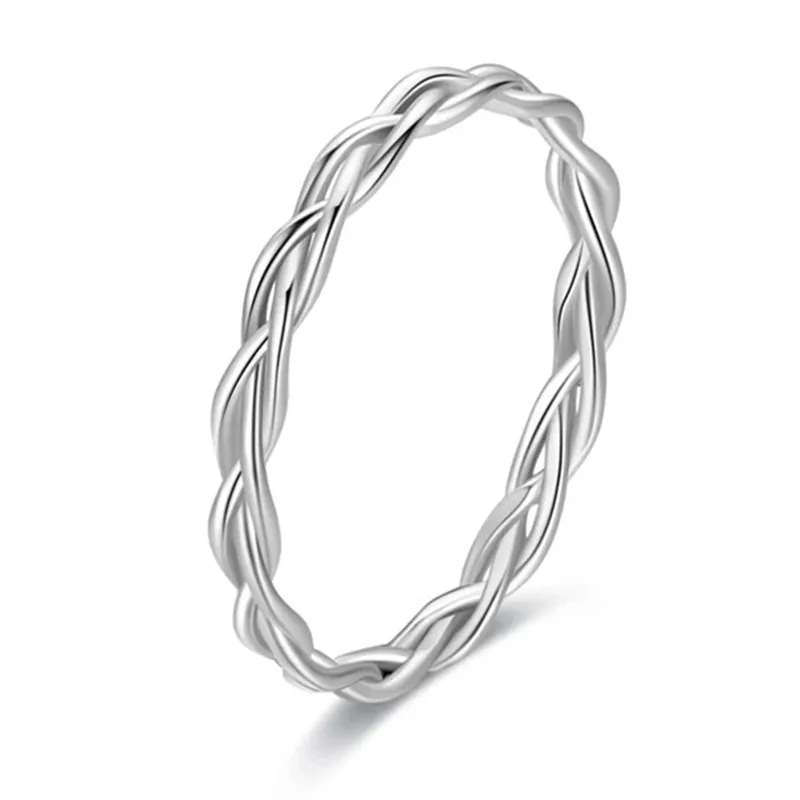 Huitan Metall Silber Farbe Frauen Fingerring Twist Design einfache stilvolle weibliche Ringe täglich tragen Temperament Schmuck Drop Ship