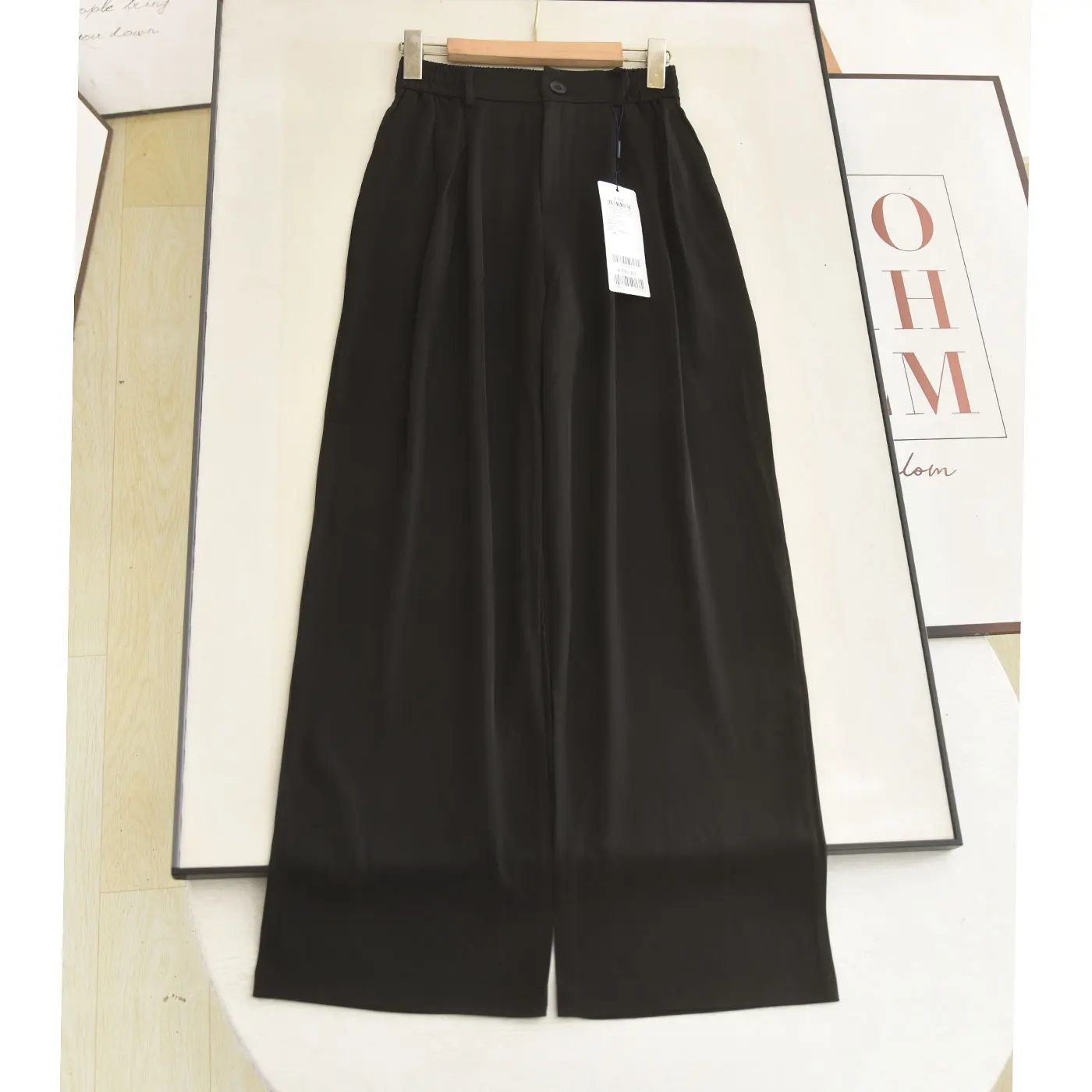 

Black Wide Leg Pants Women's High Waist Elastic Casual Loose Drapey Summer 2026 Minimalist Style Trousers by Unbranded