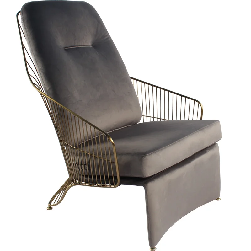 Metal light luxury, single person modern living room, stainless steel leisure, high back Eames sofa chair