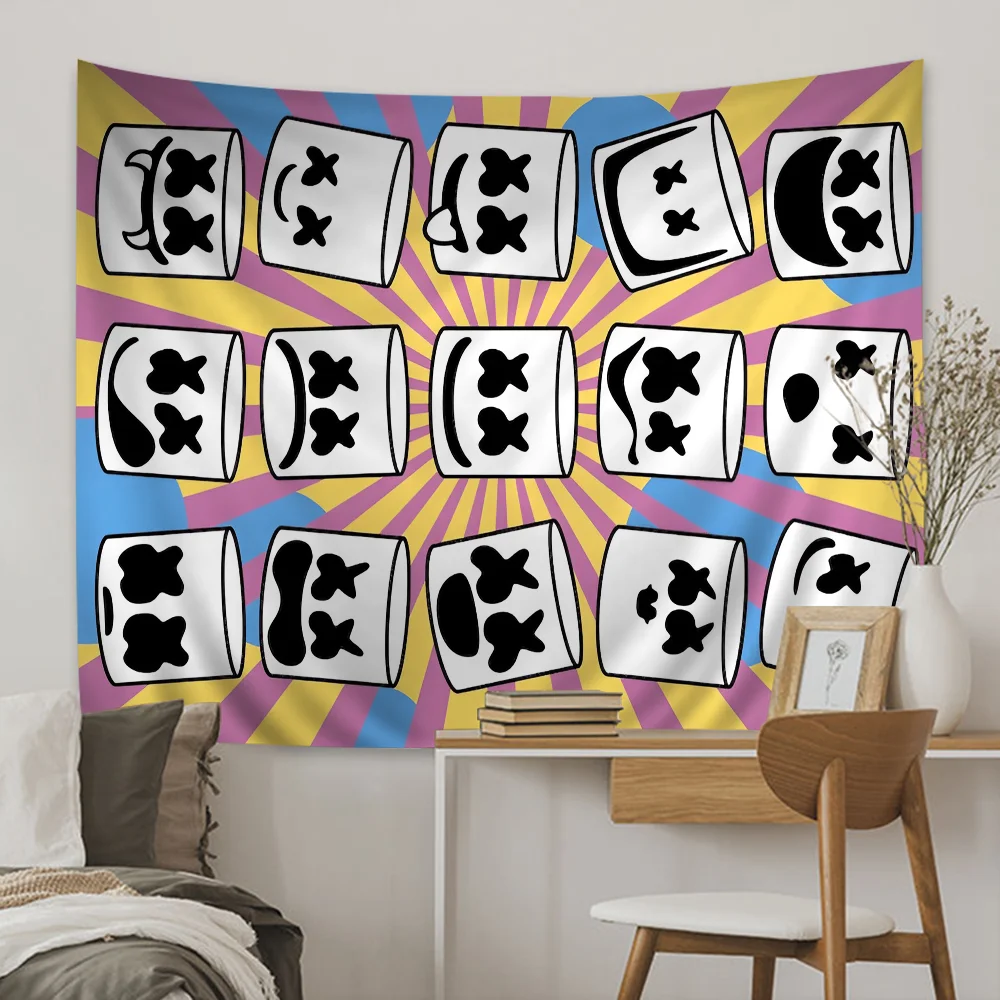 Fondo de fotografía DJ Marshmello para niñas, decoración para fiesta de cumpleaños, Baby Shower, mesa de hadas, suministro de pancarta para mesa de postre para niños
